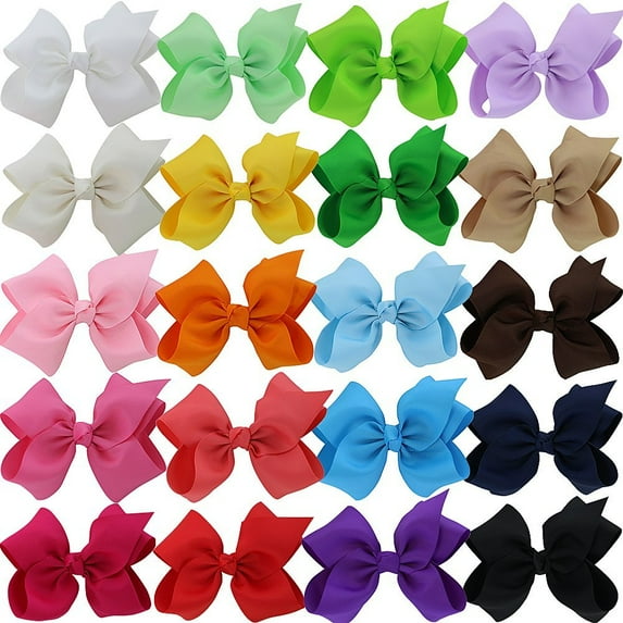 20PCS 4Inch Bows for Girls Boutique Grosgrain Ribbon Rainbow Hair Bow Alligator Hair Clips Pigtail Bows Unicorn Hair Clips for Baby Girls Toddler Kids Children Teens in Pairs
