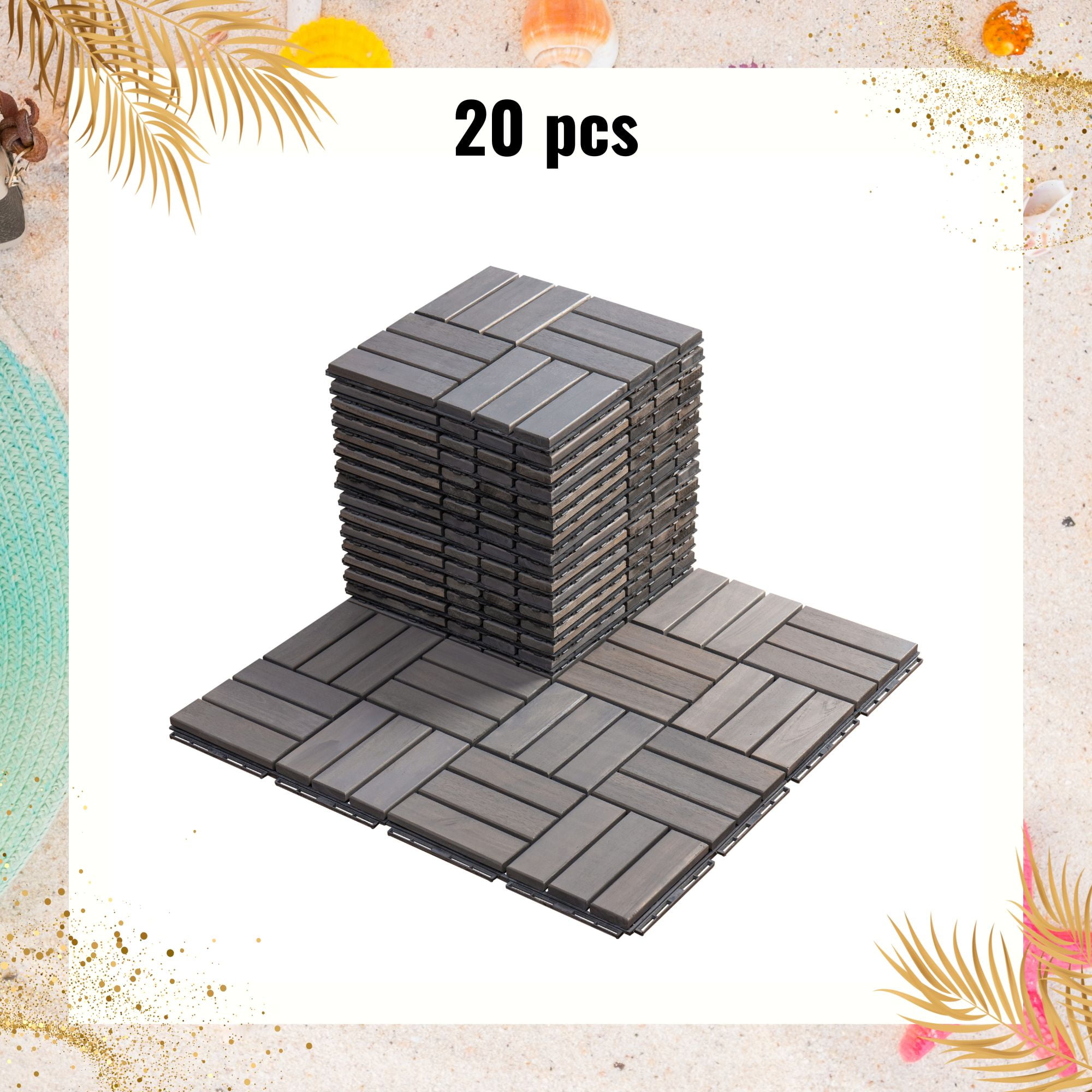 20 PCS Interlocking Deck Tiles, 12