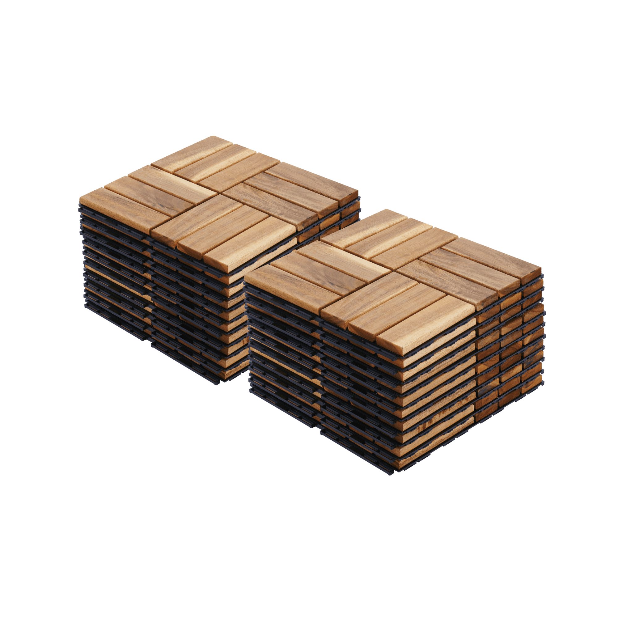 20 PCS Interlocking Deck Tiles 12"x12", Yellow Acacia Hardwood Checker Pattern, Outdoor Flooring for Patio, Balcony, Poolside