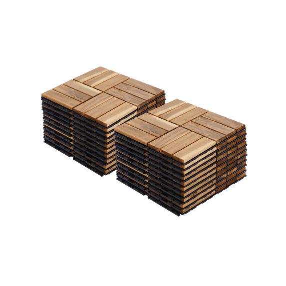 20 PCS Interlocking Deck Tiles Checker Pattern, 12" x 12" Square Yellow Hardwood Outdoor Flooring for Patio, Bancony, Pool Side,...