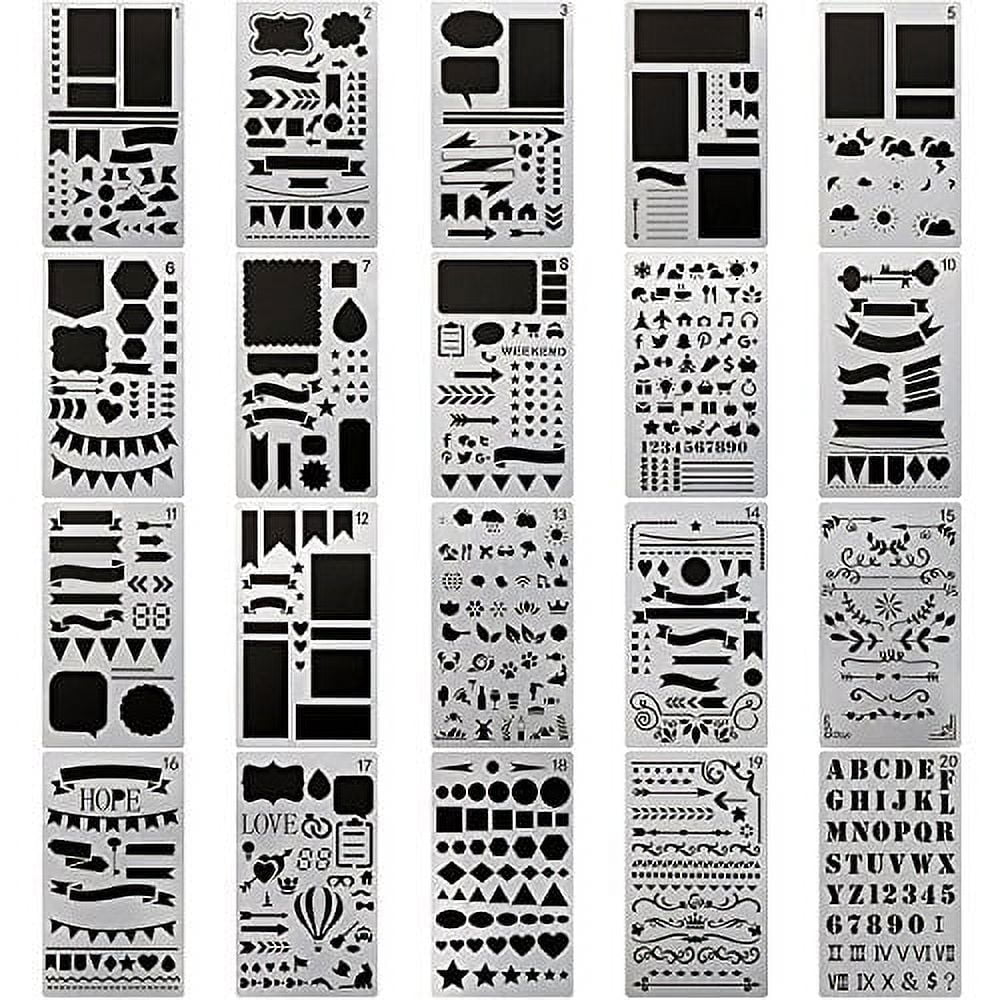 10pcs Journal Stencils, Planner Stencils For Junk Journal Notebook Diary  Scrapbook DIY Drawing Template Journal Stencil