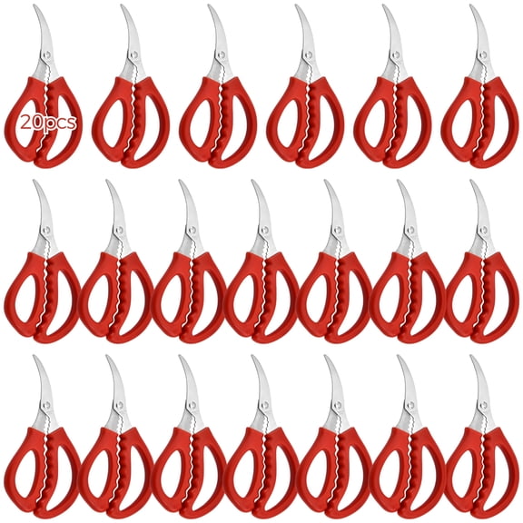 20 PCS Kitchen Seafood Scissors for Crab, Seafood Scissors Multifunctional Stainless Steel Shears Crab Leg Crackers, Fish Crab Shrimp Lobster Scissors for Kitchen Seafood Tools