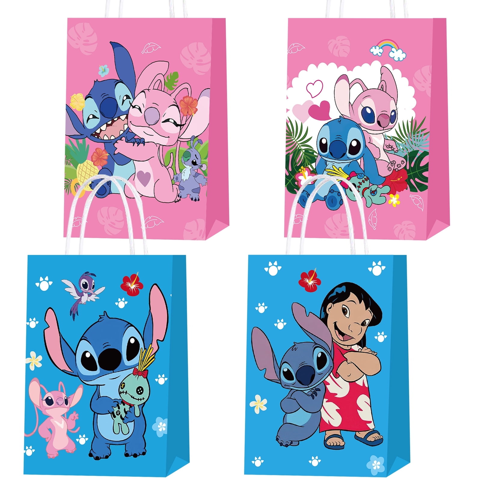 20 PCS Stitch Kraft Paper Gift Bags with Handles, Stitch Party Favor Bags Party Goodie Bags for Birthday Party Decorations