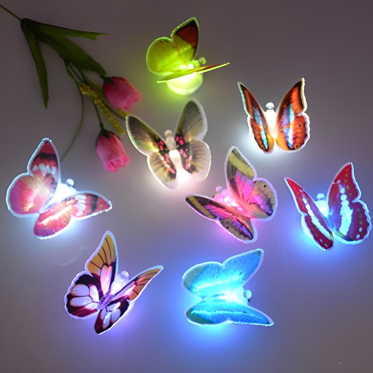 Toner Depot 20 Pcs LED Flashing 3D Butterfly Home Decor Night Lights