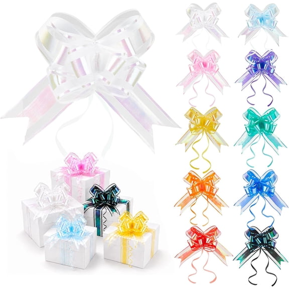 20 PCS Large Multicolor Ribbon Gift Bows, 6 inches Pull Bows for Wrapping, Wedding, Christmas, BirthdayValentine's Day, Presents, Flower Basket,Easter
