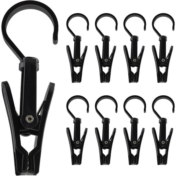 20 PCS Laundry Hooks, Plastic Clothes Pins, Super Strong Hanger Clips, Swivel Hooks for Clothing Store, Home Office & Workshop, Black