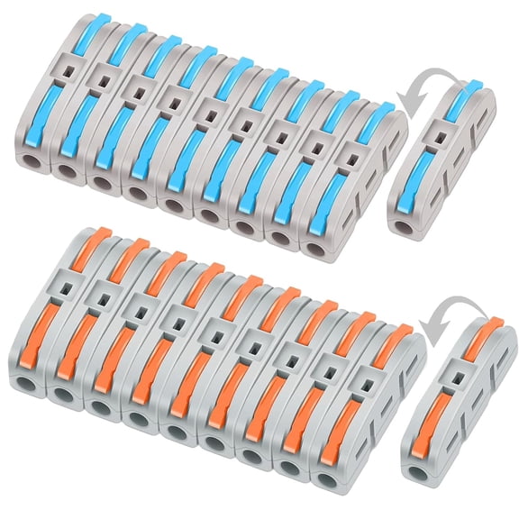 20 PCS Lever Wire Connectors – Quick Connect Nuts Inline Splices Push-in Professional Electrical Butt Compact Terminals Splicing Speaker Connector Kit for Various Circuits, AWG 28-12