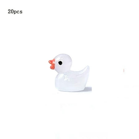 20 PCS Luminous Mini Plastic Ducks Tiny Duck Bulk Glow in The Dark Duck Small Plastic Miniature Animals for Micro Landscape Dollhouse Garden Decoration Home Aquarium Craft Gifts