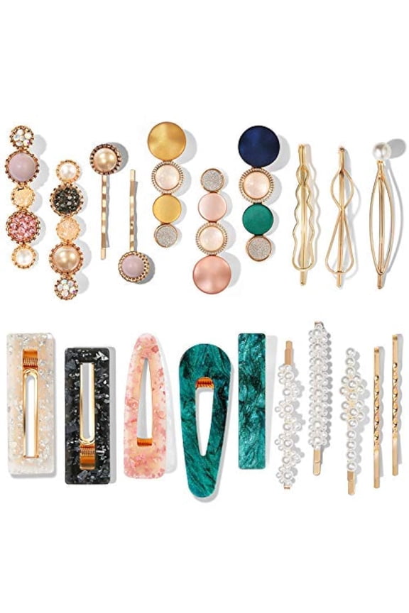 20 PCS Macaron Pearl Acrylic Resin Fashion Hair Clips Set Cute Hair Barrettes Bobby Pins, Boho Fancy Hairpin Accessories Headwear Styling Tools, G20 PCS Macaronifts for Women Girls Decorative Wedding