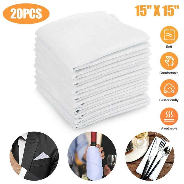 20 PCS Mens 100 Cotton Handkerchiefs CELECTIGO Classic Pocket Square