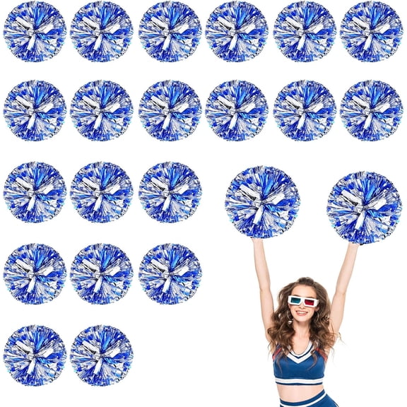 20 PCS Metallic Cheerleading Pom Pom for Team Spirit Sports Dance Cheering Kids Adults
