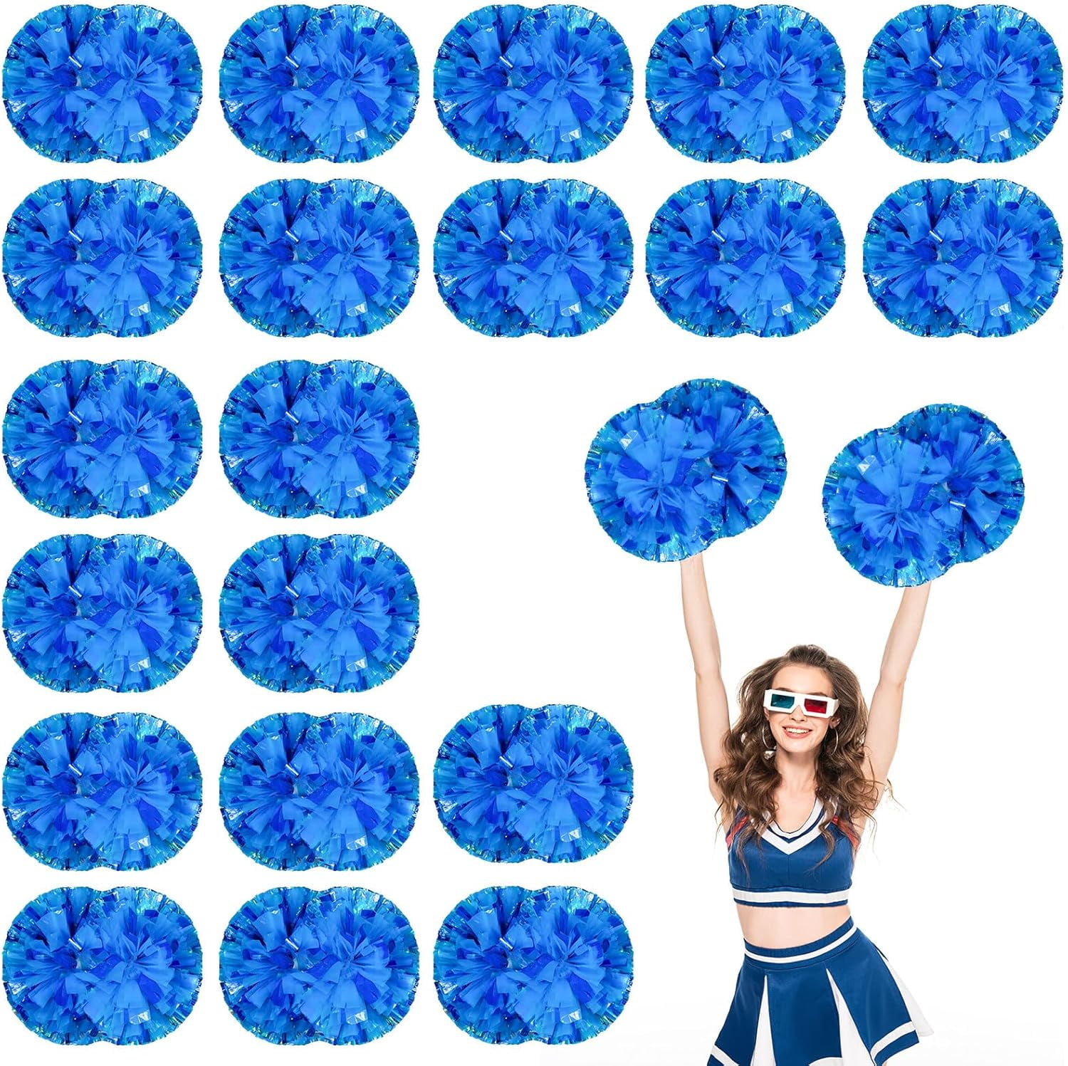 20 PCS Metallic Cheerleading Pom Pom for Team Spirit Sports Dance Cheering Kids Adults