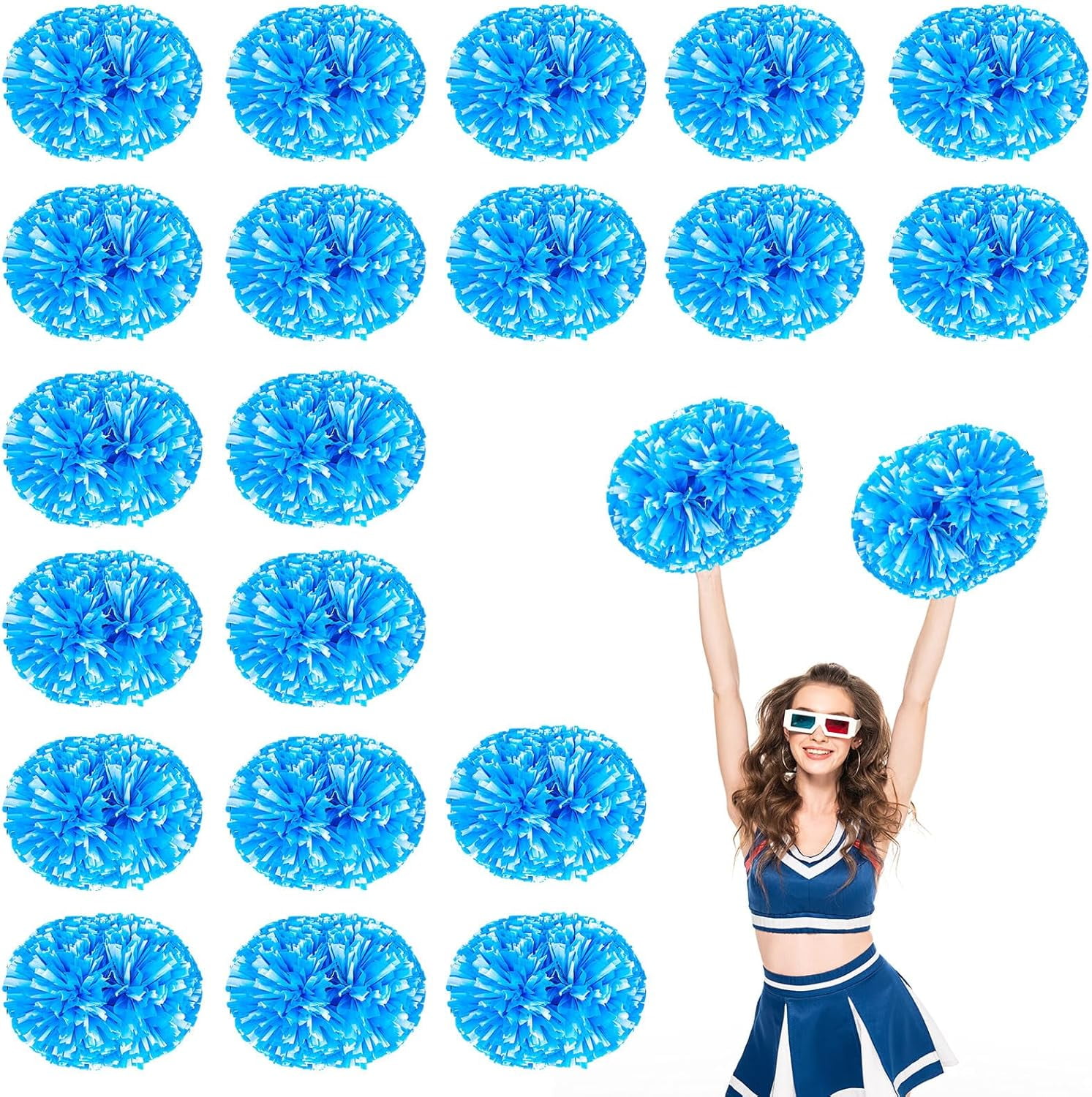 20 PCS Metallic Cheerleading Pom Pom for Team Spirit Sports Dance Cheering Kids Adults