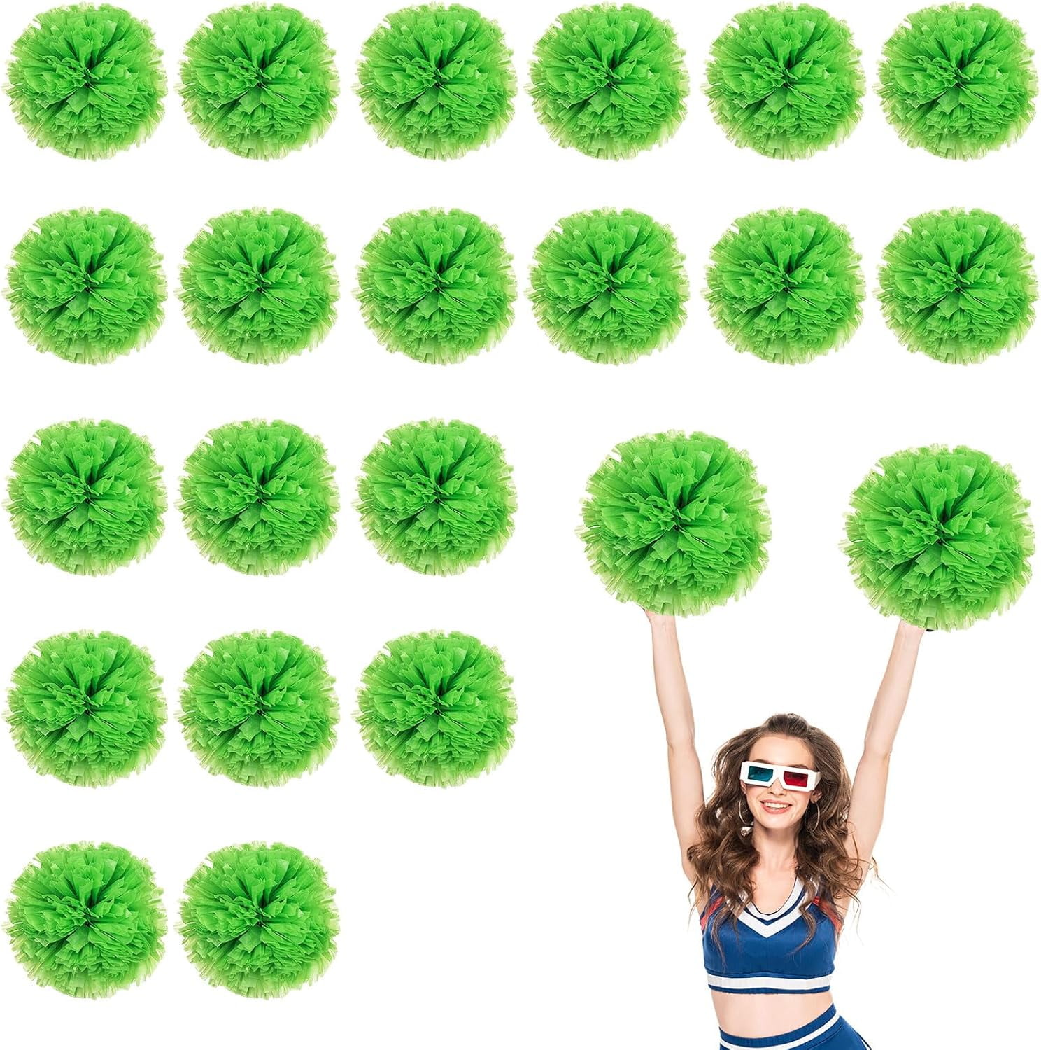 20 PCS Metallic Cheerleading Pom Pom for Team Spirit Sports Dance Cheering Kids Adults
