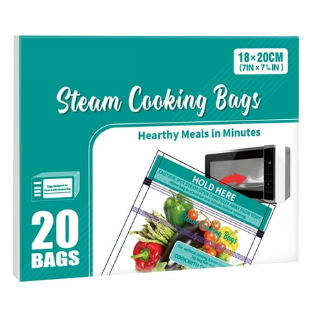 20 PCS Microwave Steaming Bags Disposable Food Steam Cooking Bags for Vegetables, Potatoes and Meat, Easy to Use, Keep Fresh