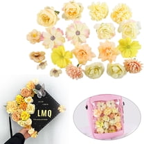 20 PCS Mini Silk Flower Heads Small Pink Fake Rose Daisy Faux Flowers Bulk for Crafts Artificial Loose Fabric Flowers Heads Sunflower Bulk for Wedding Hair Cap Dresses Decorations