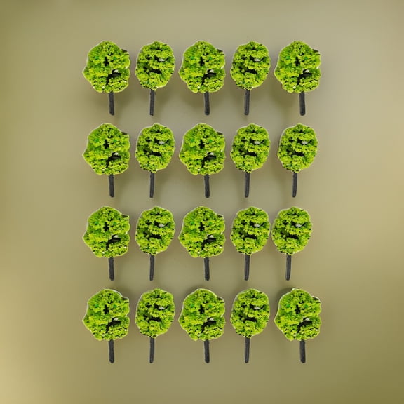 20 PCS Model Trees Train Railroad Diorama Wargame Scenery Scale 1:100 Green Plastic Miniature Landscape Decoration 3.5cm Height Fangkenuo