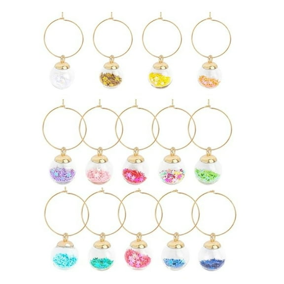 20 PCS Multi-color Wine Charms,Wine Glass Charms for Stem Glasses,Drink Markers Tags,Reusable Wine Pendants Rings for Christmas,Wine Party Decorations,Summer Beach Themed