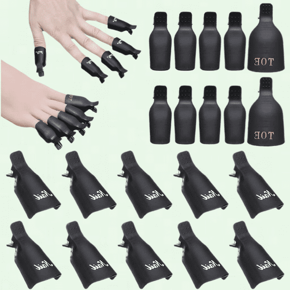20 PCS Nail Polish Remover Clips, Black Acrylic Nail Art Soak Off Clip Caps