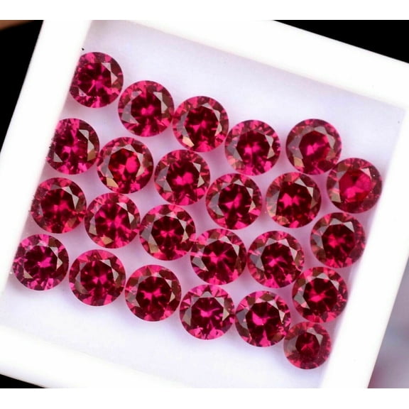 20 PCS Natural Red Untreated RUBY Round CERTIFIED Loose Gemstone Lot Ring Size