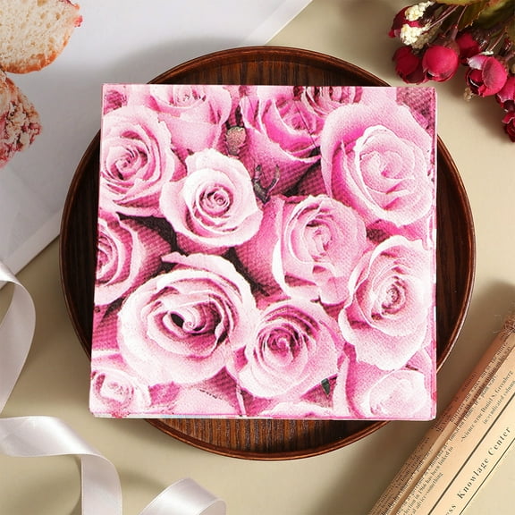 20 PCS Pink Heart Paper Napkins, Red Pink Disposable Hand Towels Dinner Napkins, 6.5" x 6.5" Romantic Guest Decorative Paper Napkins for Valentine Anniversary Birthday Wedding Supplies