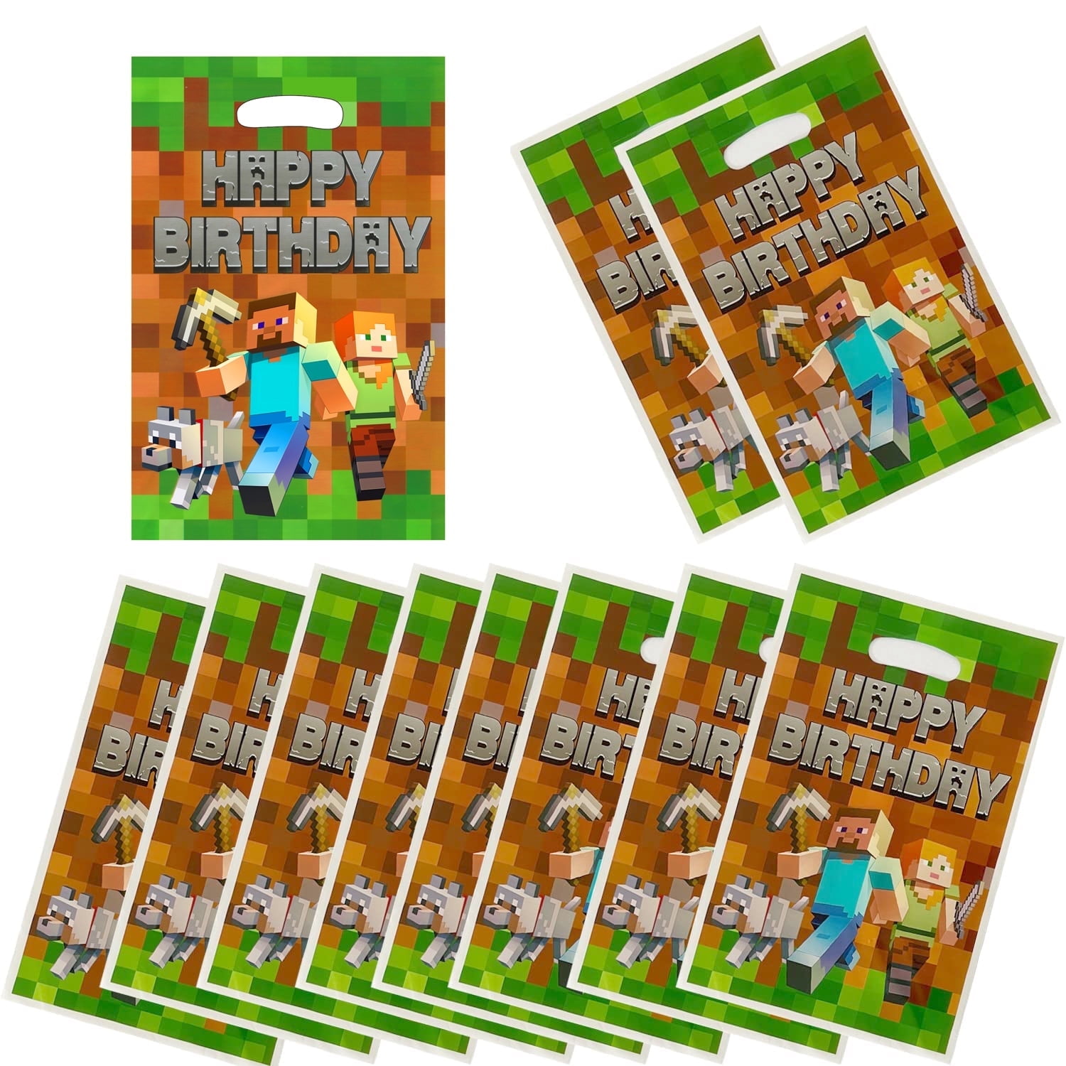 20 PCS Pixel Mining Gift Bag Minecraft Gift Bag Minecraft Goodie Bag Pixel Style Gamer Party Supplies Bag