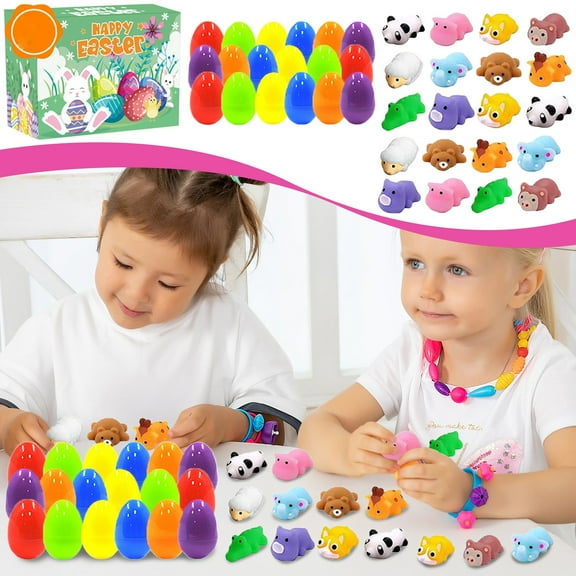 20 PCS Prefilled Easter Eggs with Toys,Easter Eggs with Mini Stuffed Animals Plush Toys for Kids Toddler,Easter Basket Filler Egg Hunt Filler Stuffer