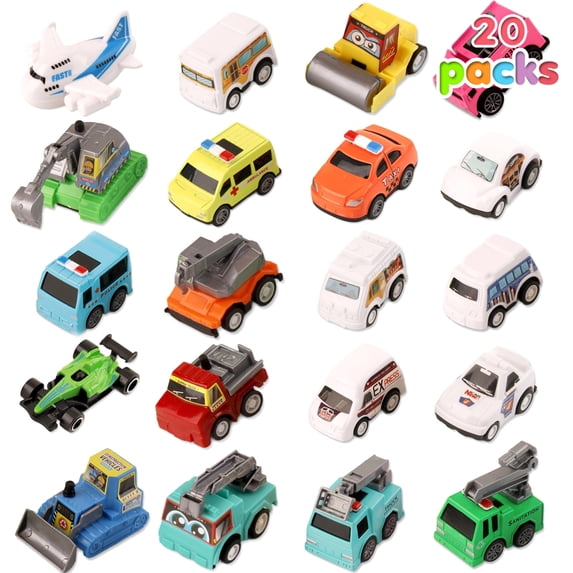 20 PCS Pull Back City Die-Cast Cars Trucks Vehicles Toy Stocking Stuffers for Toddlers Kids Grandkids Party Favor Goodie Bags Stuffers for Kids Christmas Birthday Gifts