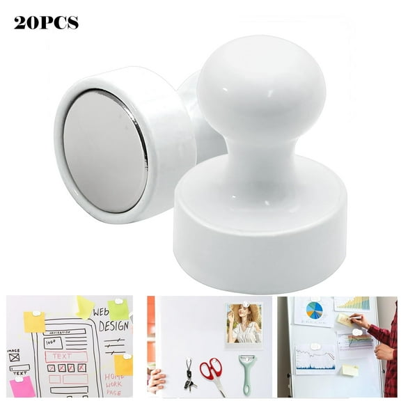 20 PCS Refrigerator Magnets,White Fridge Magnets Strong Magnets for Whiteboard,Small Neodymium Magnets Ideal for Push Pin Magnets,Office Magnets,Classroom Magnets,Map Magnets
