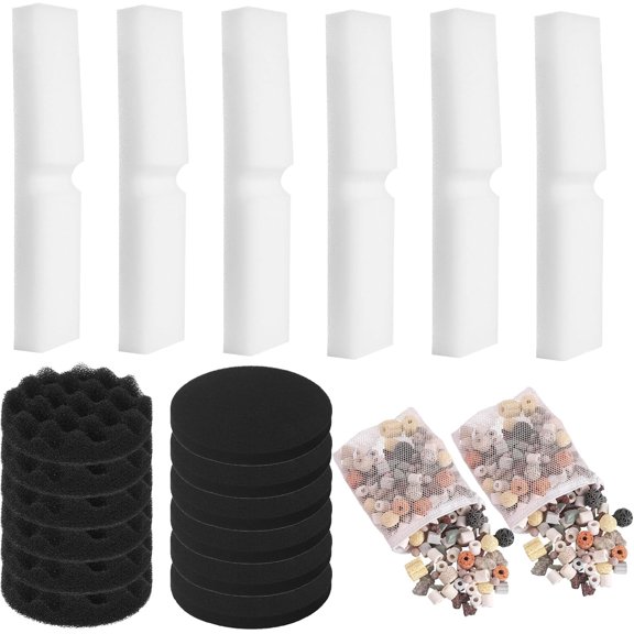 20 PCS Replacement Filter Media Kit for Fluval FX4/FX5/FX6 Aquarium Filters, Including Carbon Filter Pads, Bio-Foam Block, Bio Ceramic Rings, Bio-Foam Pads