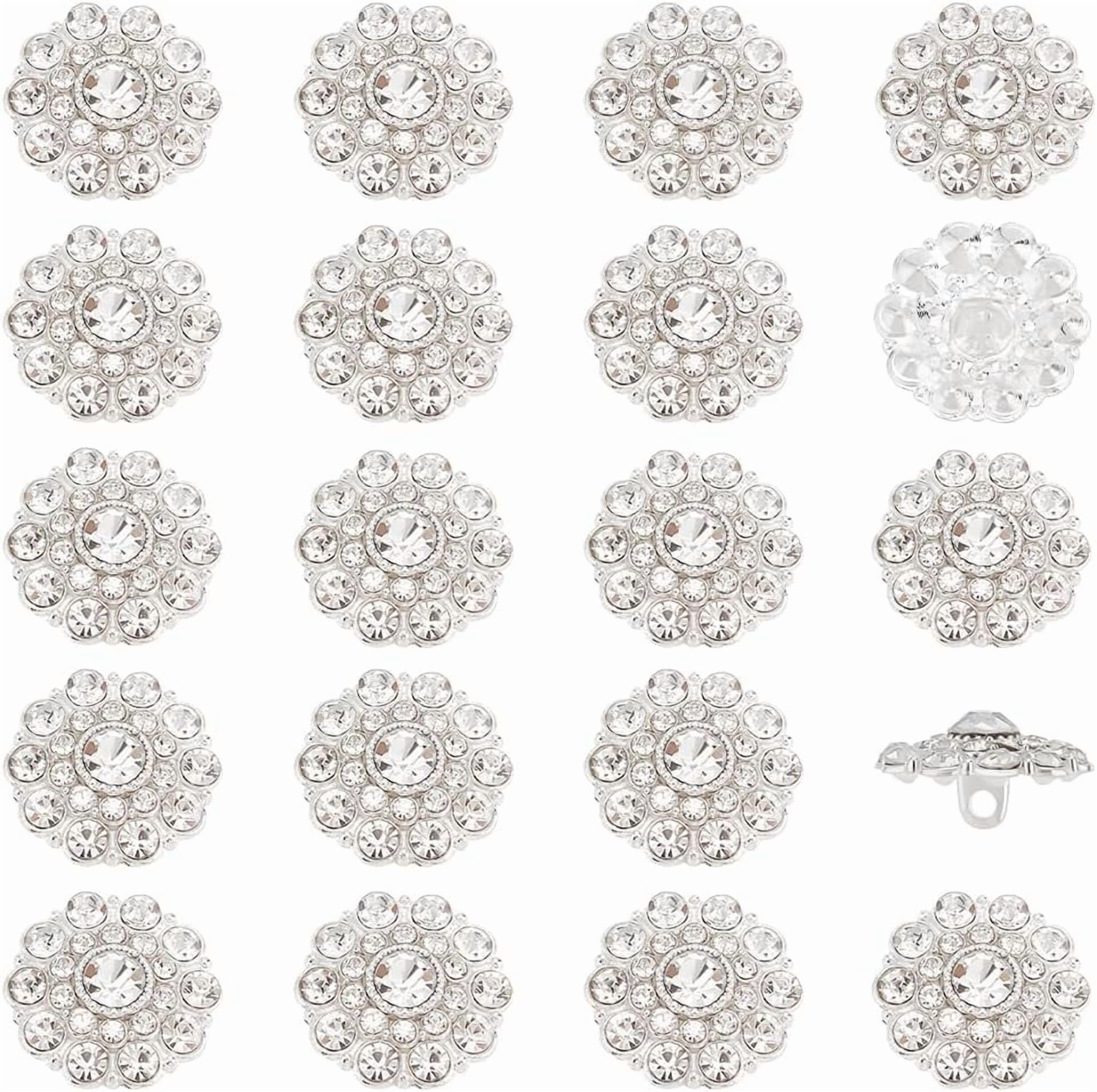 20 PCS Rhinestone Buttons 0.7x0.4 inch Crystal Rhinestone Buttons with ...