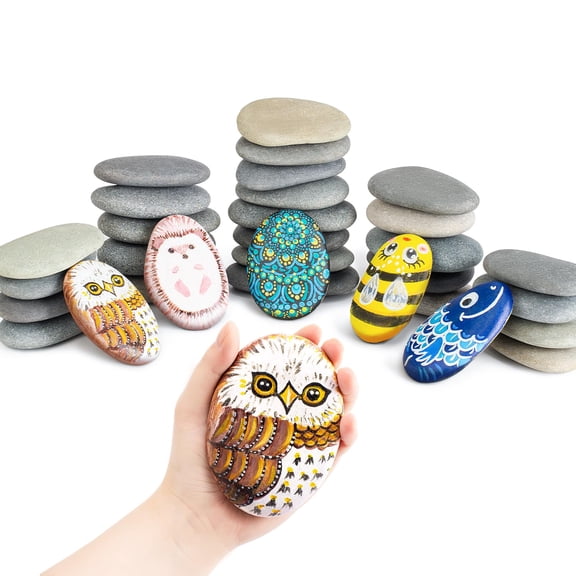 20 PCS Rocks for Painting, 1-2" Natural Flat DIY Painting Rocks, Smooth Stones for Crafts, Arts,Decoration, Kindness Rocks Garden Decoration