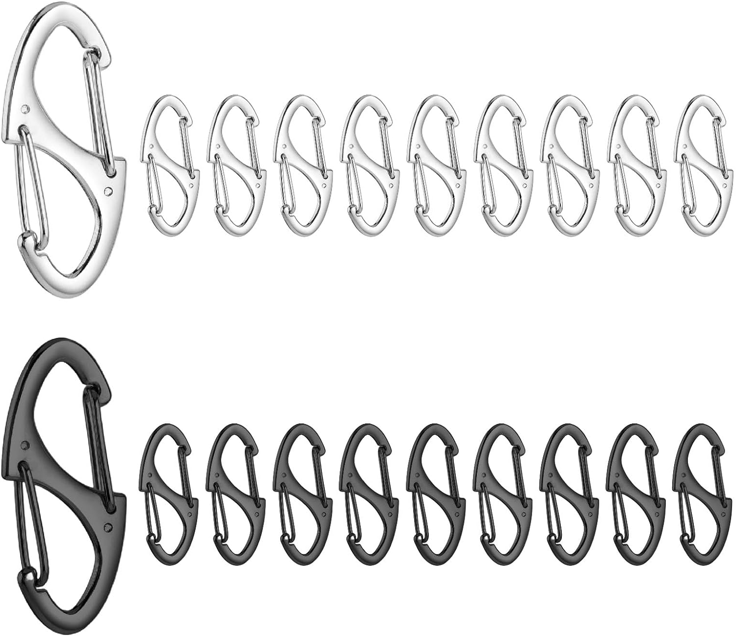 Dual Function Clips 20 PCS S Clips Small Carabiner Clip Anti-Theft 1.6 Inch Metal Dual ...