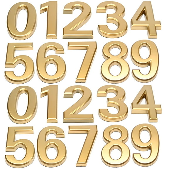 20 PCS Self-Adhesive Golden House Numbers, Modern Golden Mailbox Numbers 0-9, 2.8 Inches Plastic Address Number Signs for Houses, Waterproof Door Numbers for Home and Business