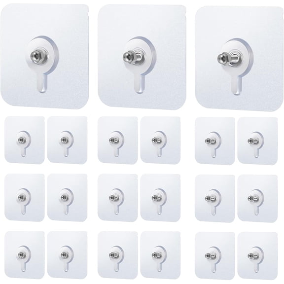 20 PCS Self Adhesive Wall Mount Non-Trace Screw Hook Stickers | Heavy Duty, No-Drill, For Pictures, For Bathroom Kitchen Home Office