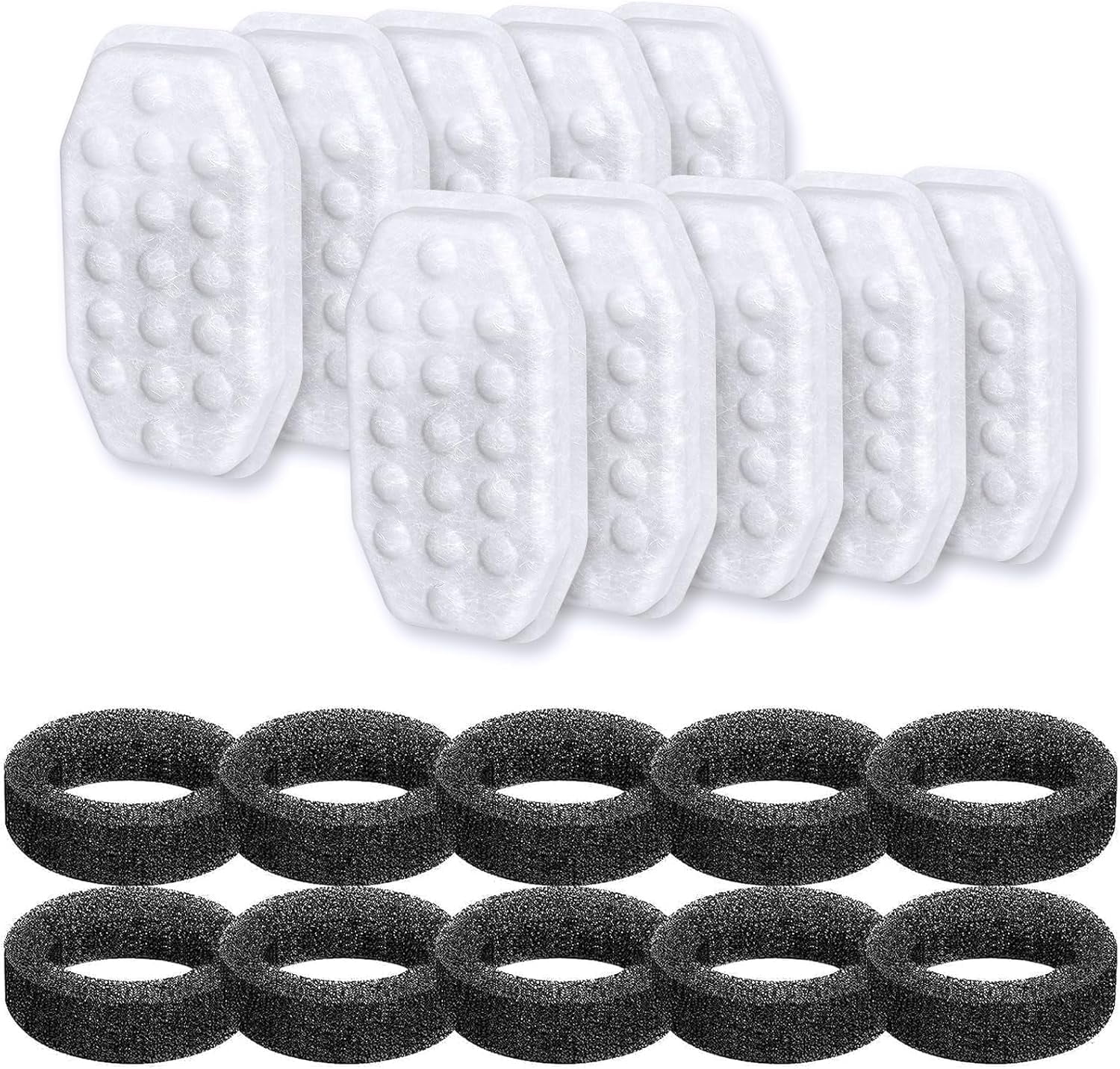 20 PCS/Set 10-Pack Filters +10 Sponge Replacement & Pre-Filter Sponges, Compatible with Rellaty 3.2L/108oz Pet Cat Water Fountain at Walmart