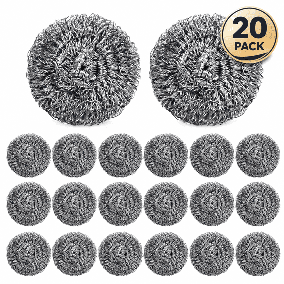 20 PCS Steel Wool Scrubber for Kitchen Cleaning, 2.6 Inch Stainless Steel Scrubber Pads, Metal Scrubber for Dishes, Pans, Ovens, Grills & Sinks