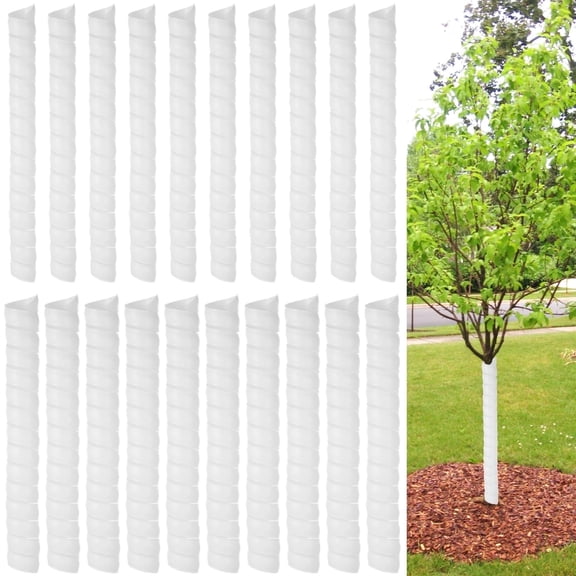 Plastic Spiral Tree Trunk Protectors 20 PCS, Easy Wrap Installation, Durable Bark Protector Tubes for Saplings, Shrubs, Plants, Animal & Equipment Protection, Reusable Tree Guards