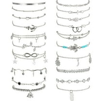 20 PCS Women's Anklets Bracelets, Adjustable Beach Anklet Set, Heart Star Turtle