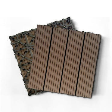 20 PCS Wood Plastic Composite Deck Tiles Set, DIY Interlocking Decking Tiles Outdoor, Composite Decking Tiles for Patios, Balcony Floor 12"x12"