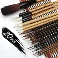 thumbnail image 1 of 20 PCS Writing Brush Set - Chinese Calligraphy Brushes with Kanji, Japanese Sumi Painting & Drawing Brushes, 19 Piece/Set + Roll-up Bamboo Brush Holder, 1 of 1