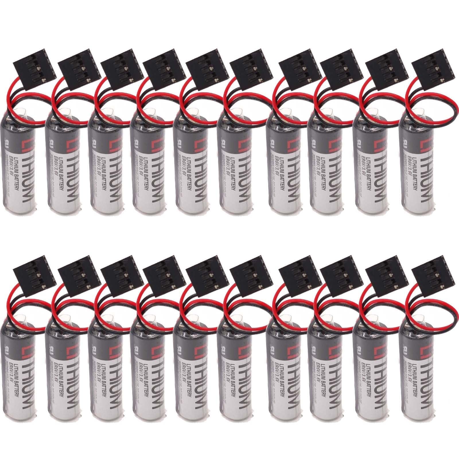 20 PCS new AA Battery ER6V 3.6V ER6VC3N 3.6V 2000mah PLC Lithium Battery w/ JAE5PIN Plug