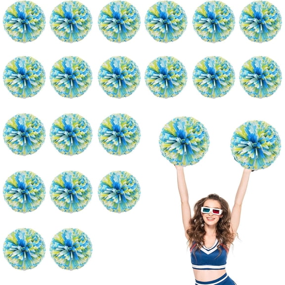 20 PCS pom poms Cheer, 13.8inch Sports Dance for Sports Team Spirit Cheering with Handle Rings