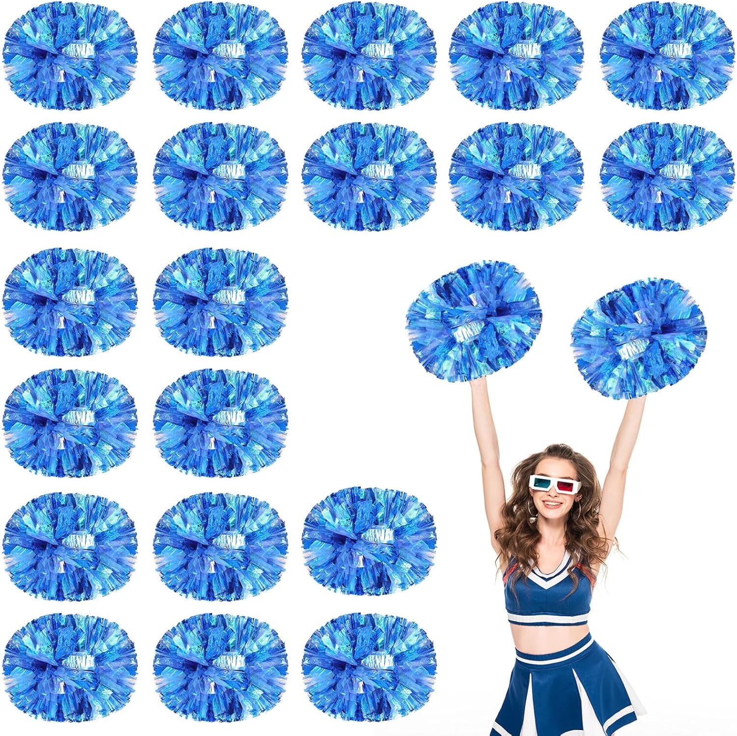 20 PCS pom poms Cheer, 13.8inch Sports Dance for Sports Team Spirit Cheering with Handle
