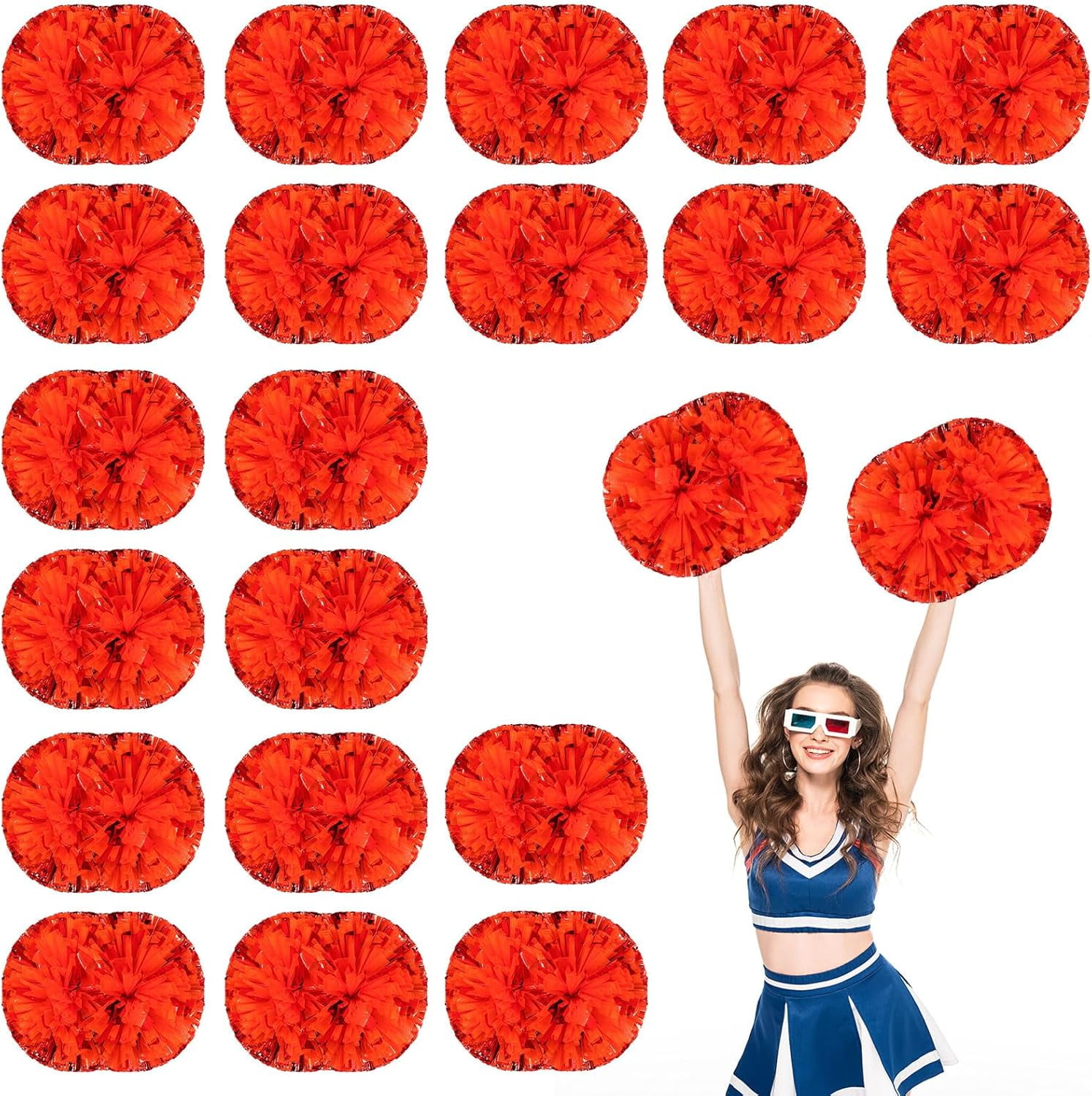 20 PCS pom poms Cheer, 13.8inch Sports Dance for Sports Team Spirit Cheering with Handle