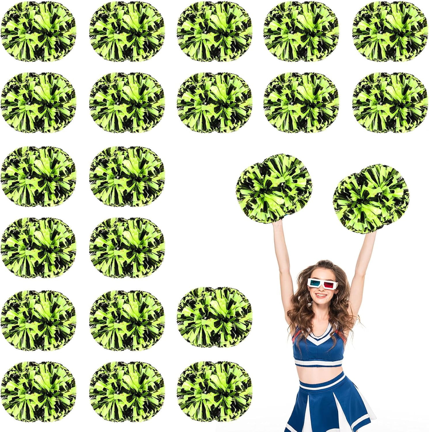 20 PCS pom poms Cheer, 13.8inch Sports Dance for Sports Team Spirit Cheering with Handle