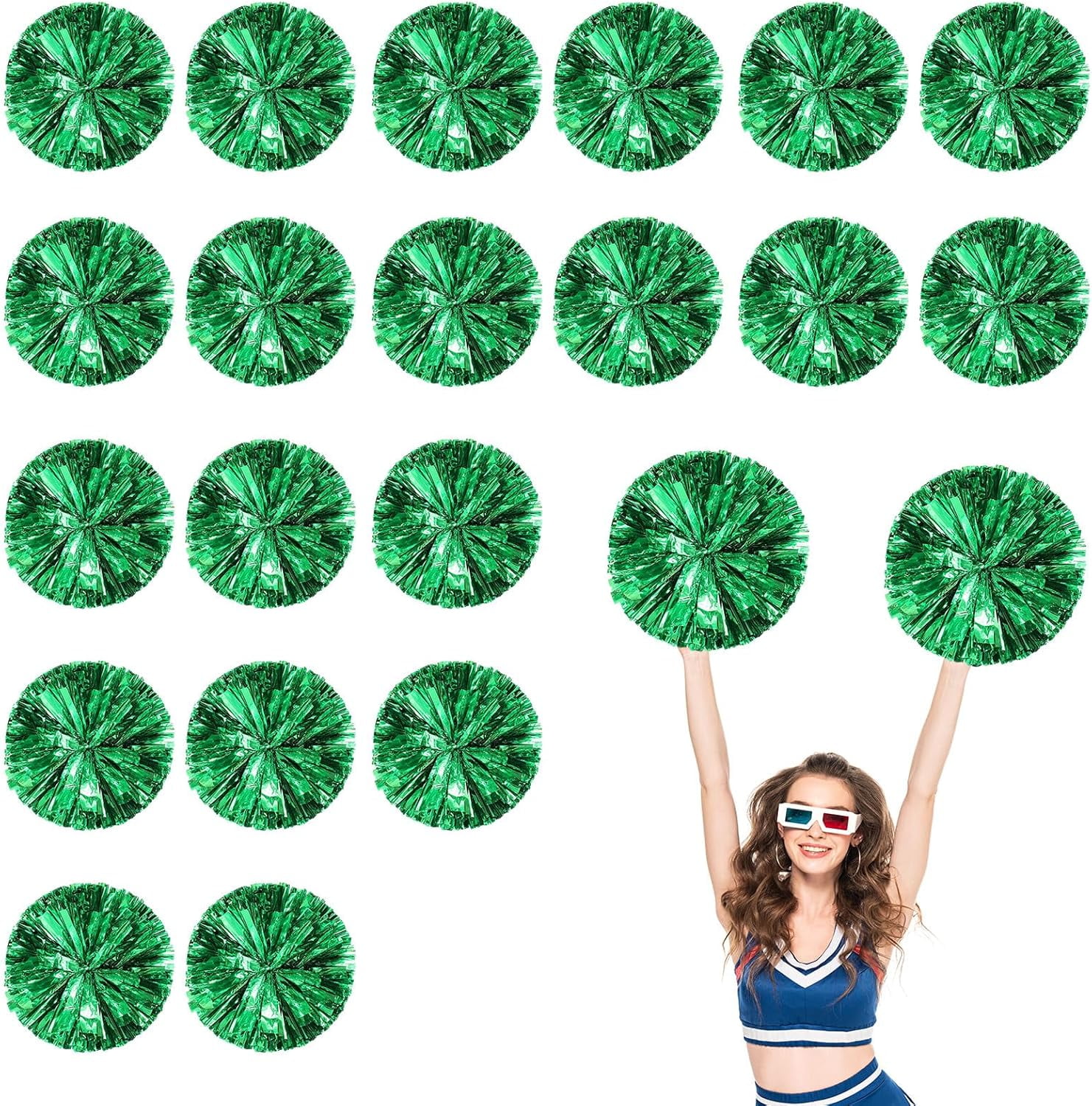 20 PCS pom poms Cheerleading,13.8inch for Sports Teams, Dance Training, and Party Celebrations with Finger Rings