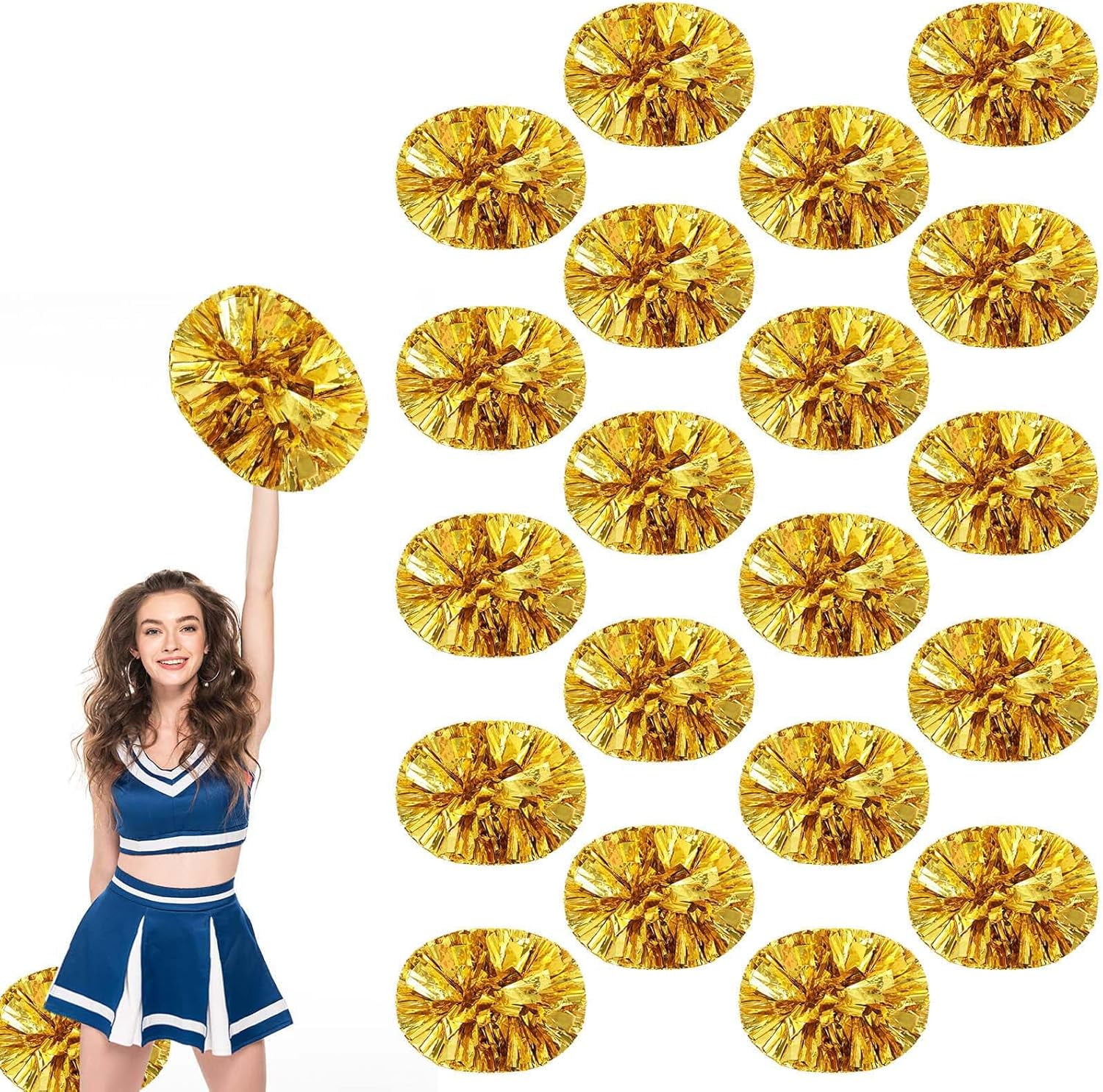 20 PCS pom poms Cheerleading,13.8inch for Sports Teams, Dance Training, and Party Celebrations with Handle