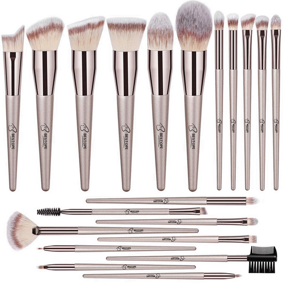 20 PCs Makeup Brushes Premium Synthetic Concealers Foundation Powder Eye Shadows Makeup Brushes with Champagne Gold Conical Handle