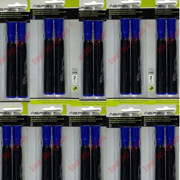 20-PK Fastenal Aspect Permanent Blue Chisel Point Markers, 4.5MM, Barrel Style